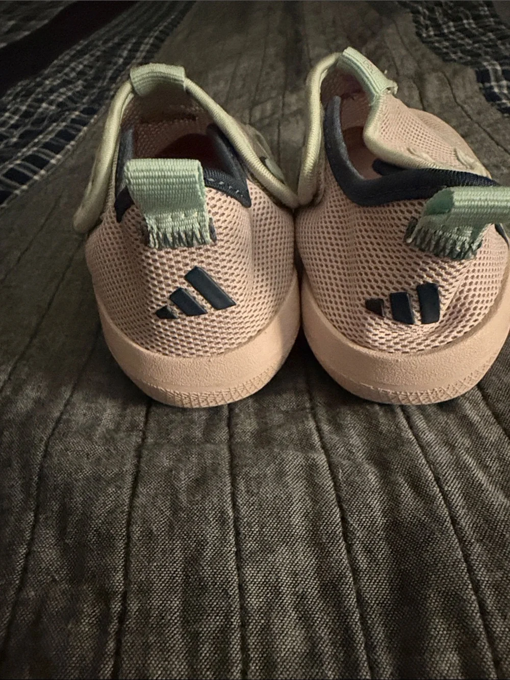 Kids Slip-On Velcro adidas Shoes - Light Pink/purple with Mint Accents